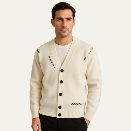 VogeLuxe | Men’s Minimalist V-Neck Cardigan