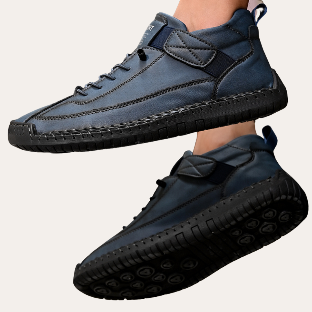 VogeLuxe | Men’s Distressed Mid-Top Moc Sneakers