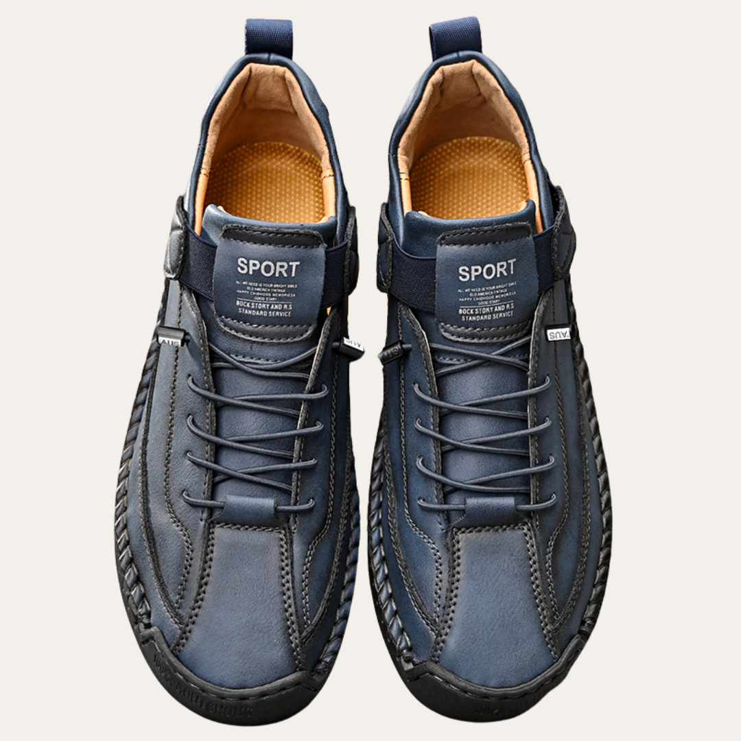 VogeLuxe | Men’s Distressed Mid-Top Moc Sneakers