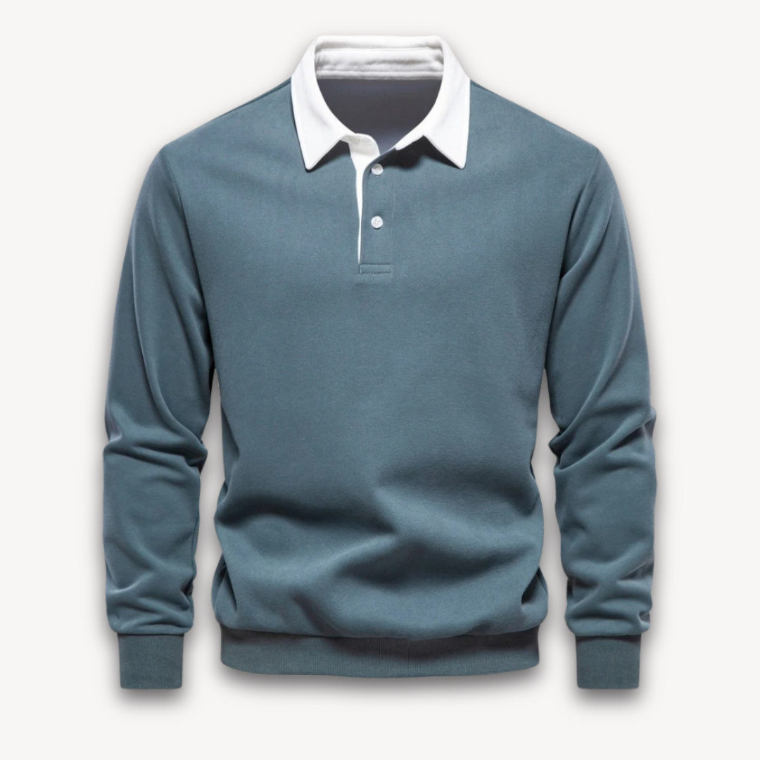 VogeLuxe | Men’s Classic Rugby Shirt with Contrast Collar
