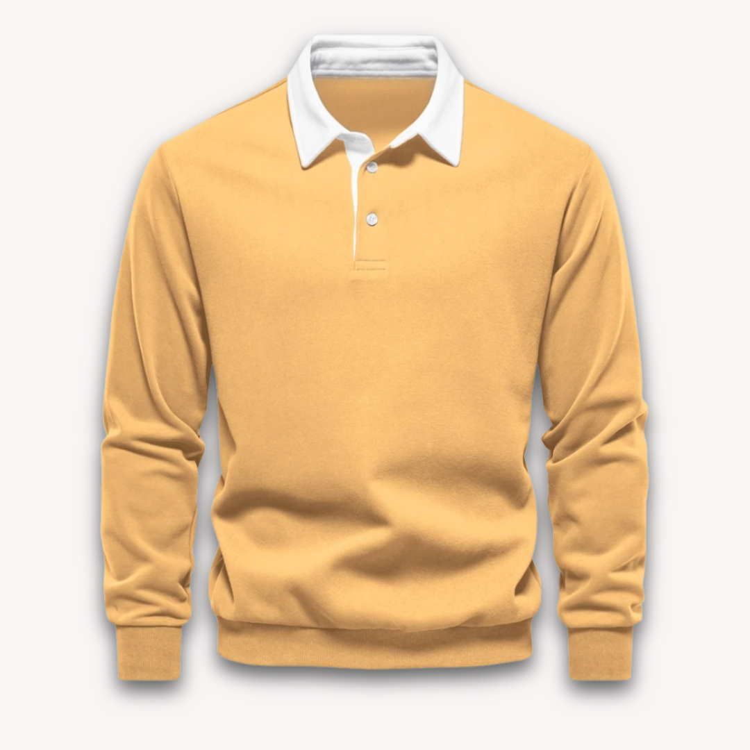 VogeLuxe | Men’s Classic Rugby Shirt with Contrast Collar