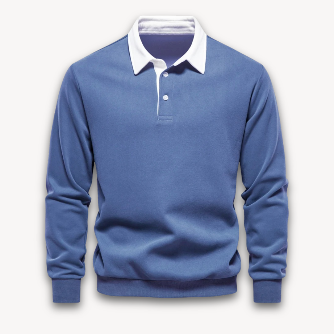 VogeLuxe | Men’s Classic Rugby Shirt with Contrast Collar