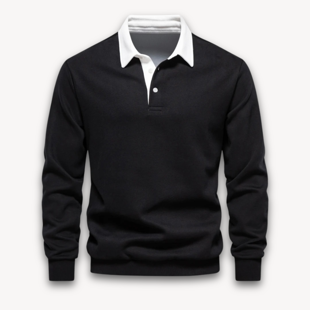 VogeLuxe | Men’s Classic Rugby Shirt with Contrast Collar