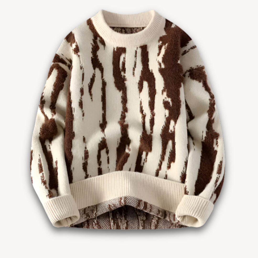 VogeLuxe | Men’s Abstract Jacquard Crewneck Sweater