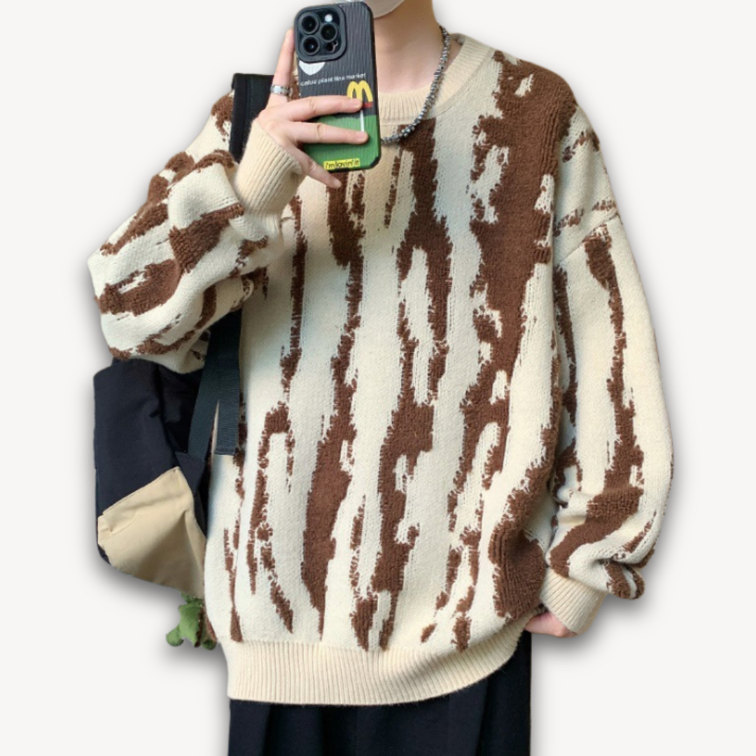 VogeLuxe | Men’s Abstract Jacquard Crewneck Sweater