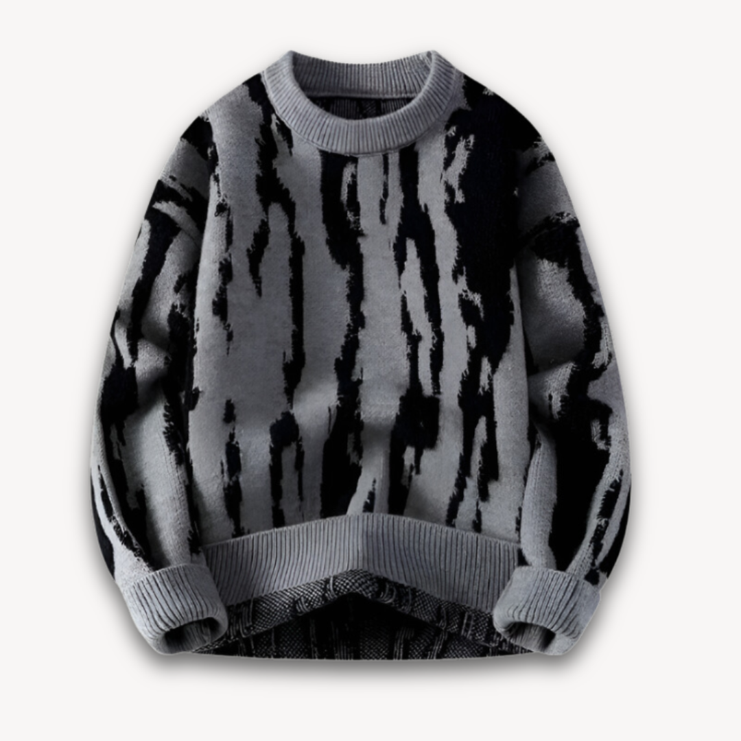 VogeLuxe | Men’s Abstract Jacquard Crewneck Sweater