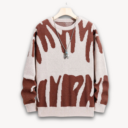 VogeLuxe | Men’s Abstract Jacquard Knit Sweater