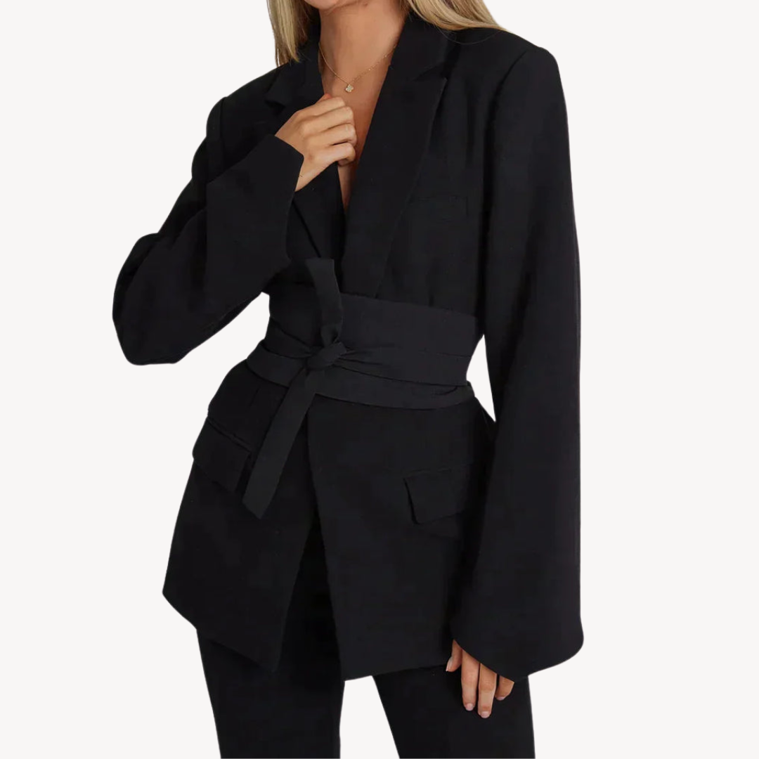 VogeLuxe | Women’s Elegant Belted Blazer Dress