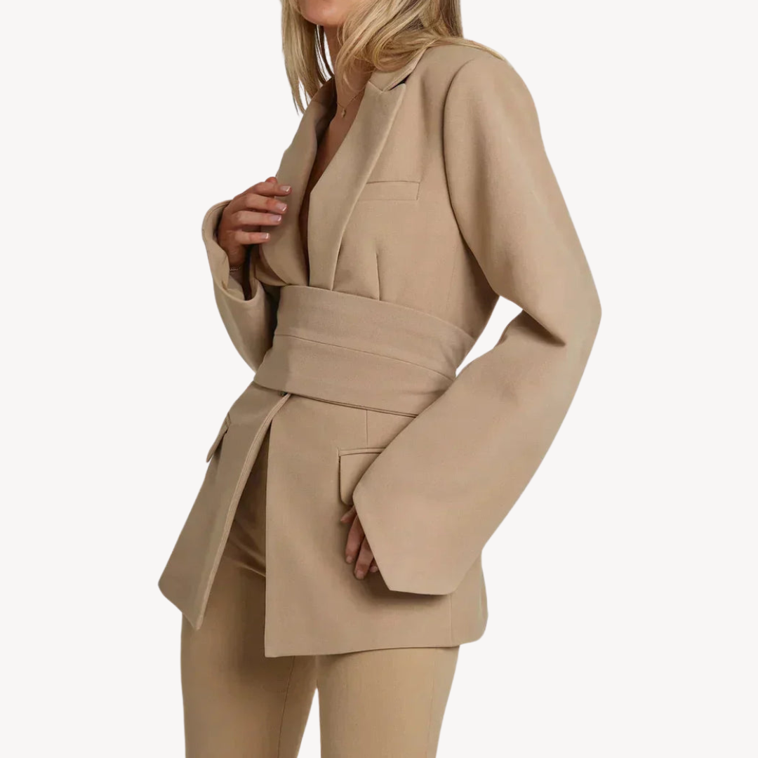 VogeLuxe | Women’s Elegant Belted Blazer Dress