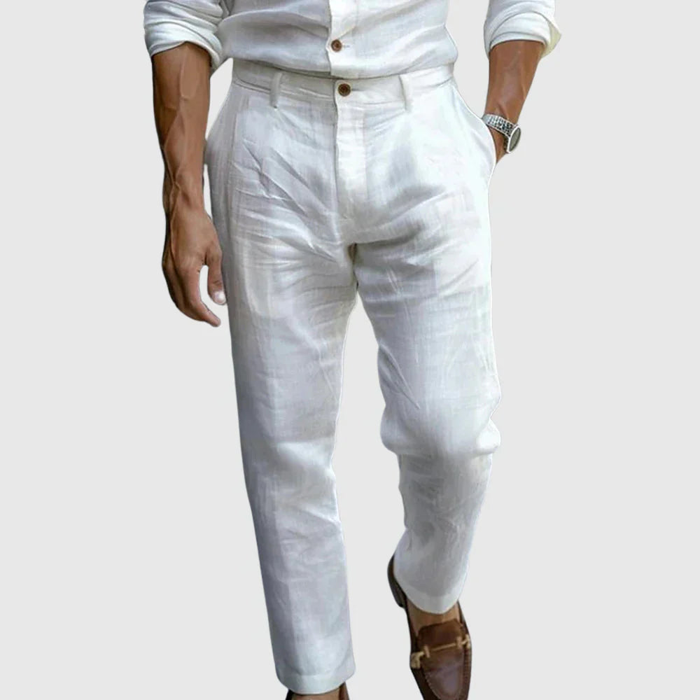 Slim Fit Comfortable Trousers with Elastic Waist and Button Fly - VogeLuxe
