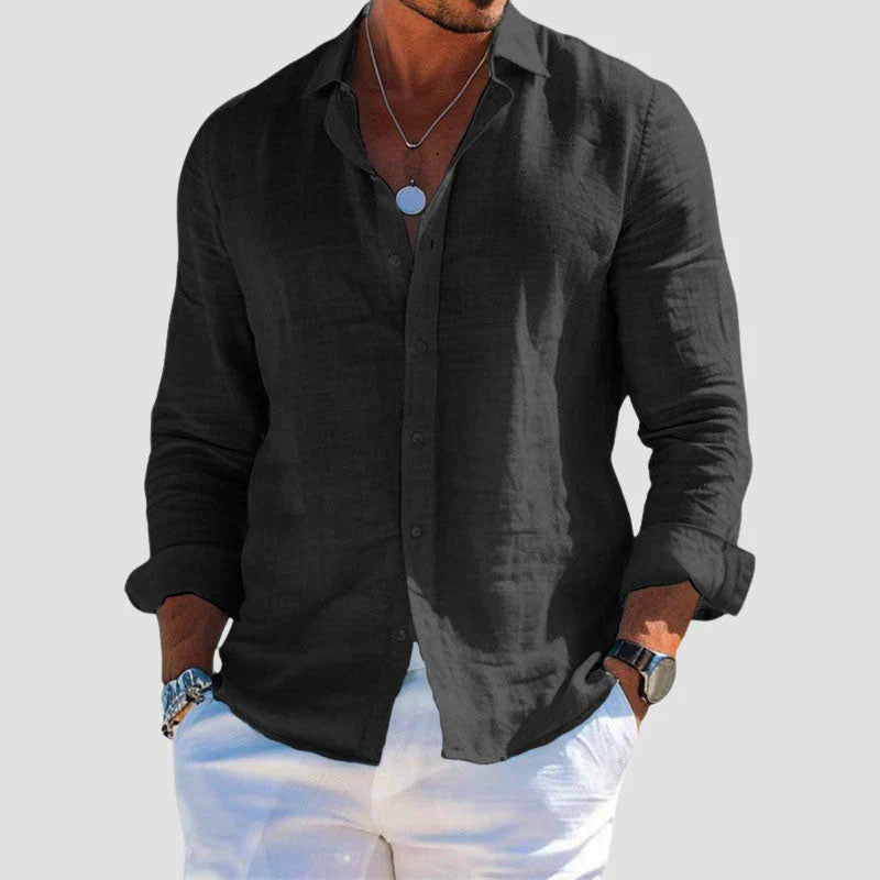 Casual Cotton Long-Sleeve Shirt - Classic Comfortable Tee