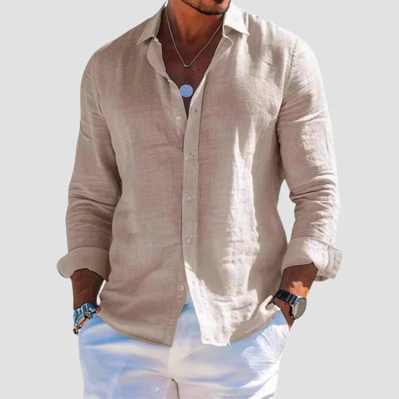 Casual Cotton Long-Sleeve Shirt - Classic Comfortable Tee