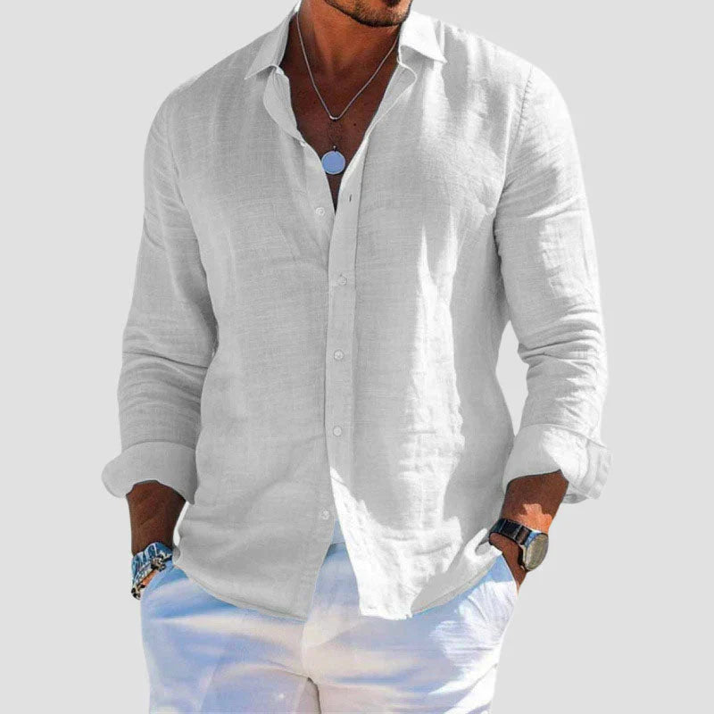 Casual Cotton Long-Sleeve Shirt - Classic Comfortable Tee