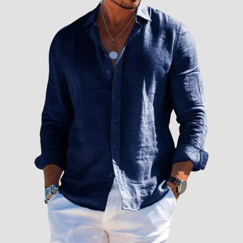 Casual Cotton Long-Sleeve Shirt - Classic Comfortable Tee - VogeLuxe