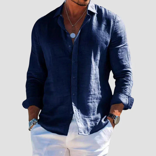 Casual Cotton Long-Sleeve Shirt - Classic Comfortable Tee - VogeLuxe