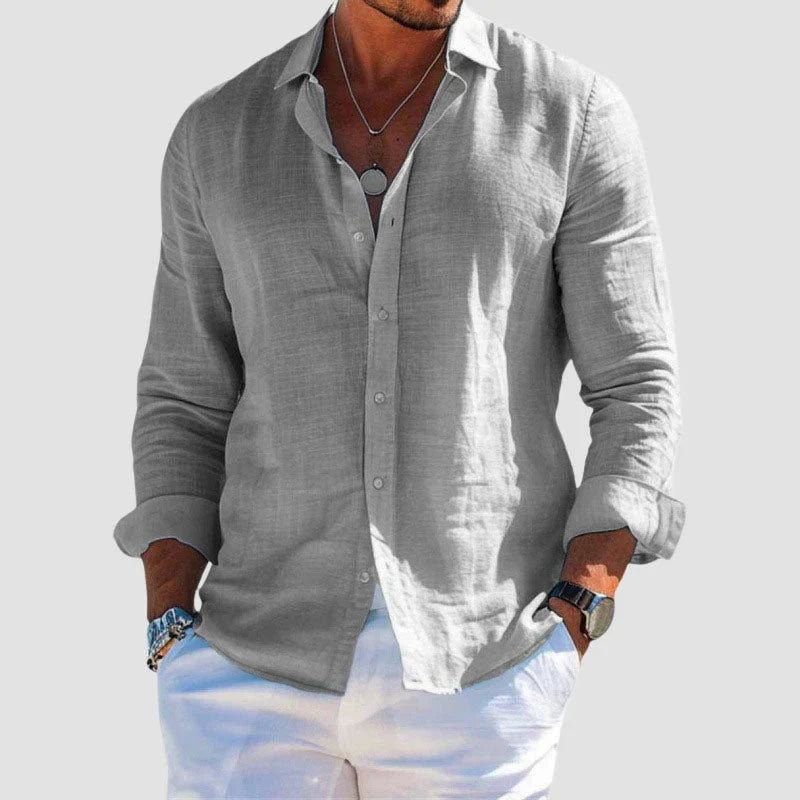 Casual Cotton Long-Sleeve Shirt - Classic Comfortable Tee