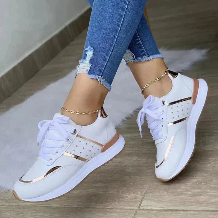 Chic Metallic Detail Women's Lace Sneakers