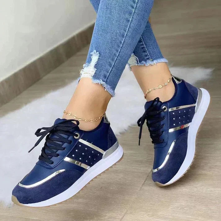 Chic Metallic Detail Women's Lace Sneakers