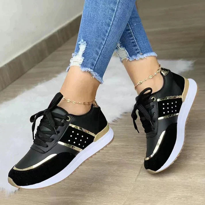 Chic Metallic Detail Women's Lace Sneakers