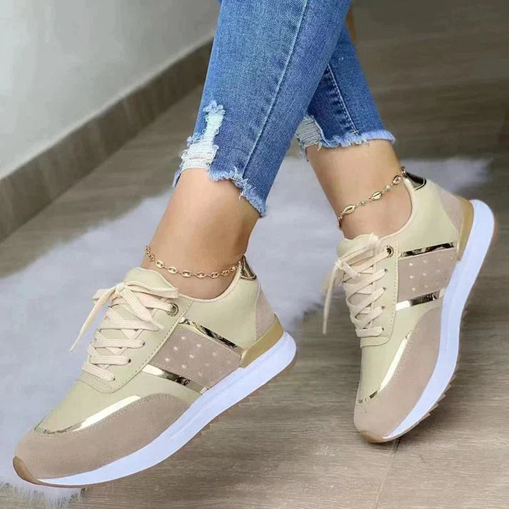 Chic Metallic Detail Women's Lace Sneakers - VogeLuxe