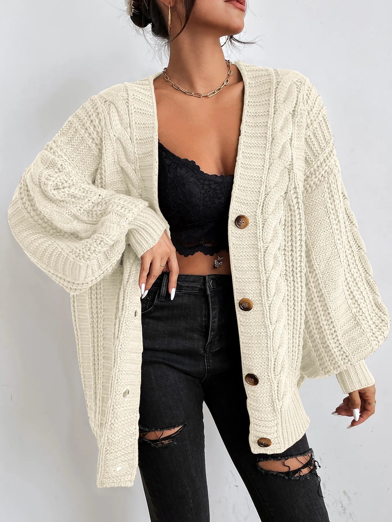Women's Cozy Chunky Knit Sweater Cardigan