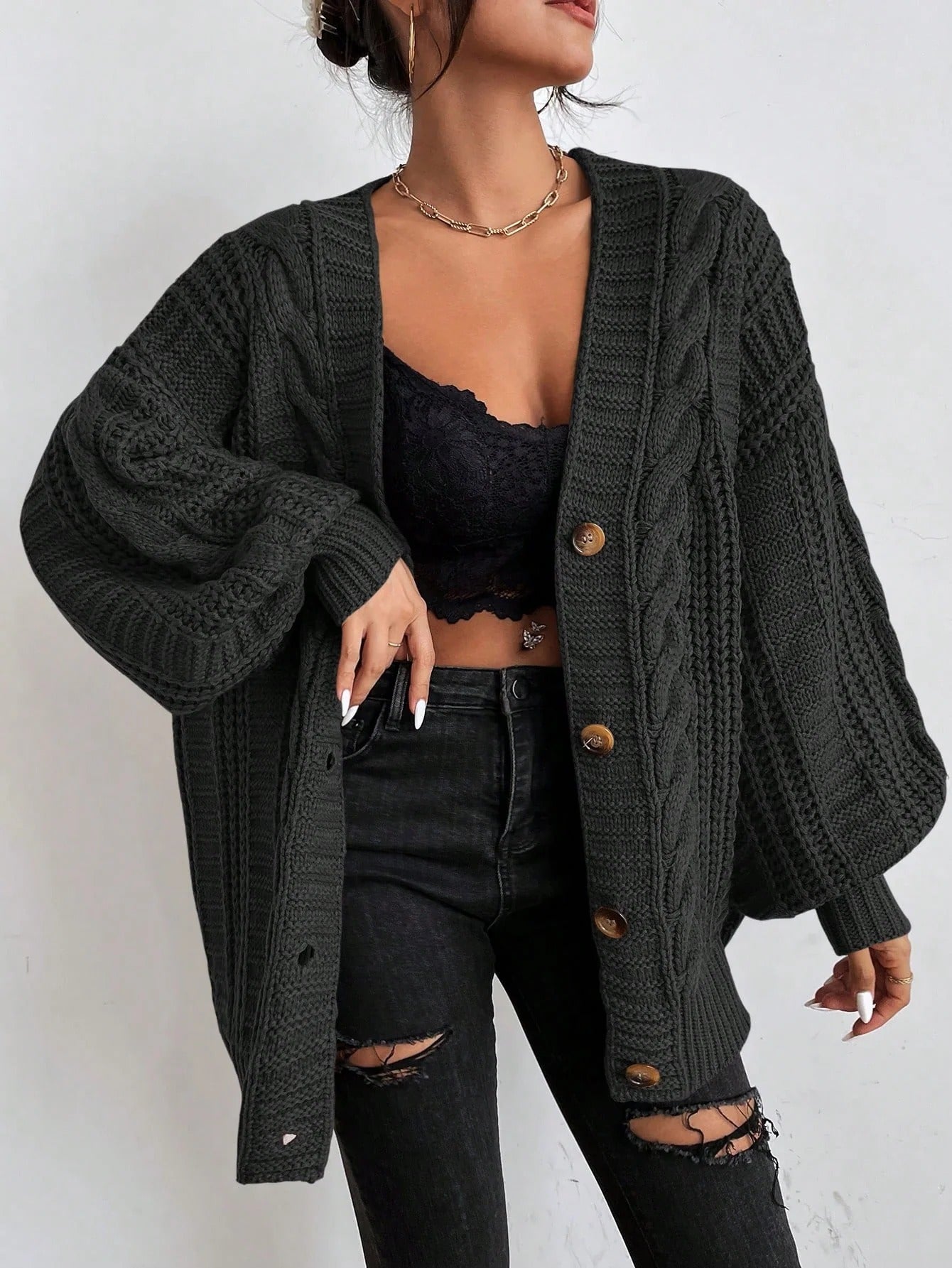 Women's Cozy Chunky Knit Sweater Cardigan