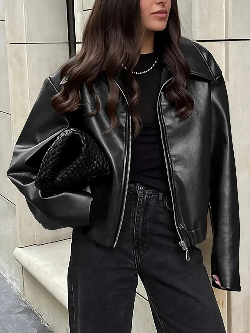 Casual Women's Zip Up Bomber Jacket