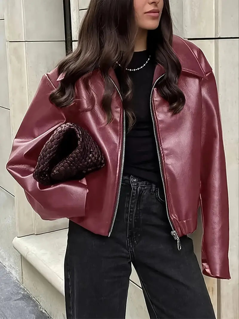 Casual Women's Zip Up Bomber Jacket