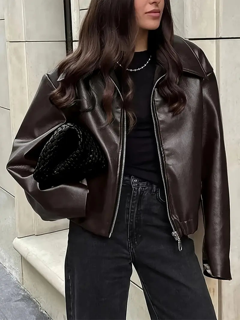 Casual Women's Zip Up Bomber Jacket