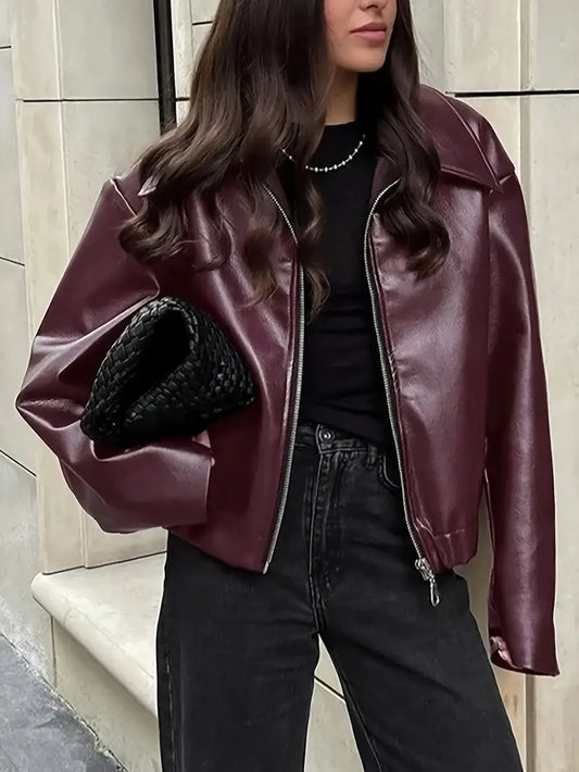 Casual Women's Zip Up Bomber Jacket - VogeLuxe