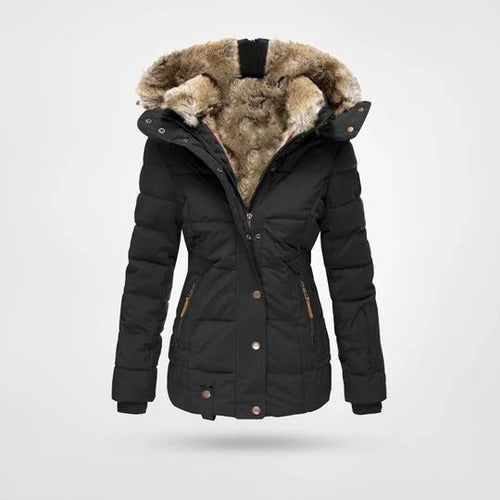 Warm Women's Down Hooded Parka Jacket - VogeLuxe