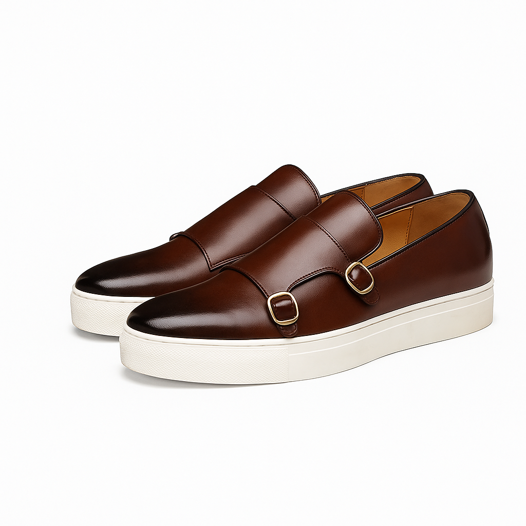Luxeoutfit | Contrast Buckled Leather Loafers 0