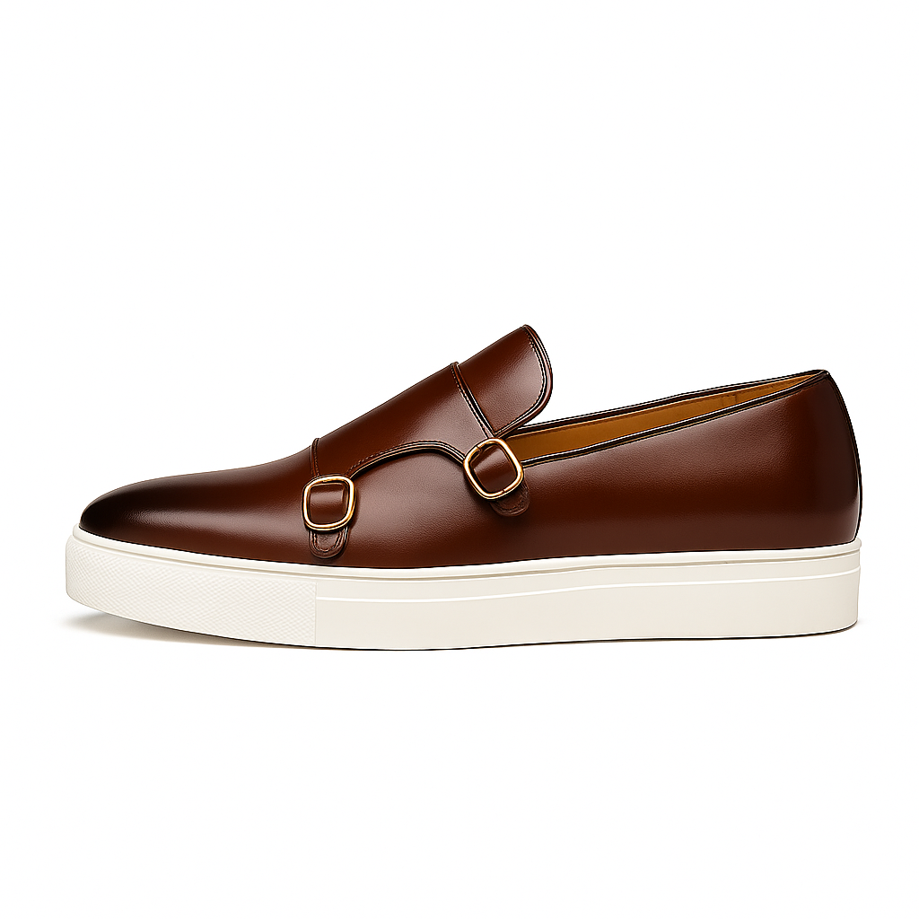 Luxeoutfit | Contrast Buckled Leather Loafers 1