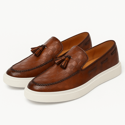 Luxeoutfit | Textured Leather Tassel Loafers 3