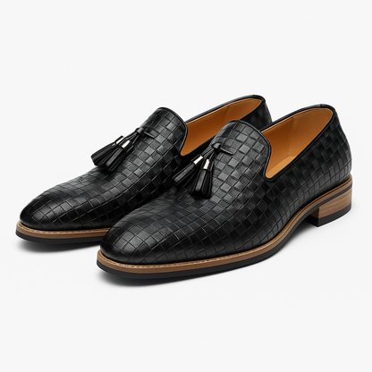 Luxeoutfit | Woven Leather Tassel Loafers 0