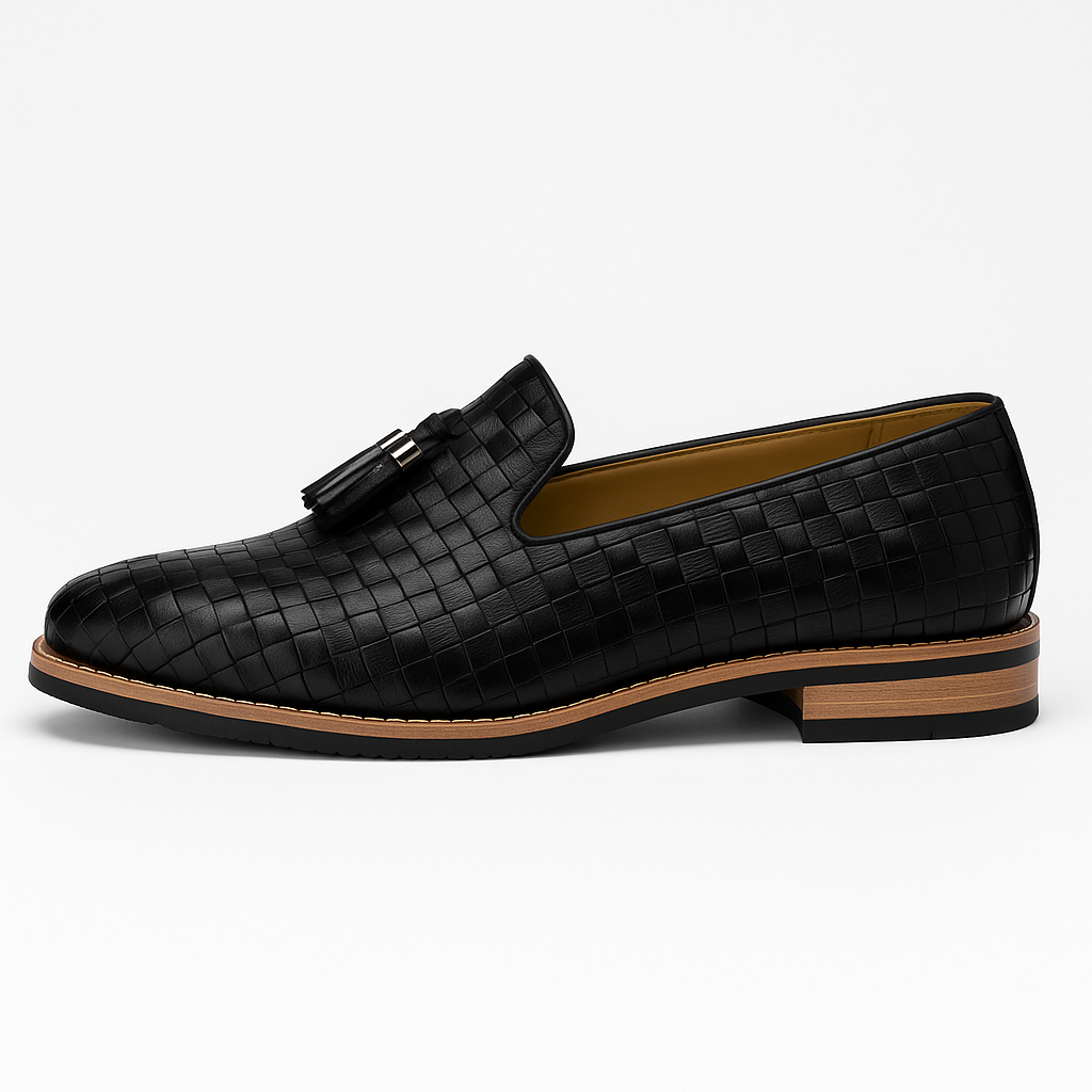 Luxeoutfit | Woven Leather Tassel Loafers 1