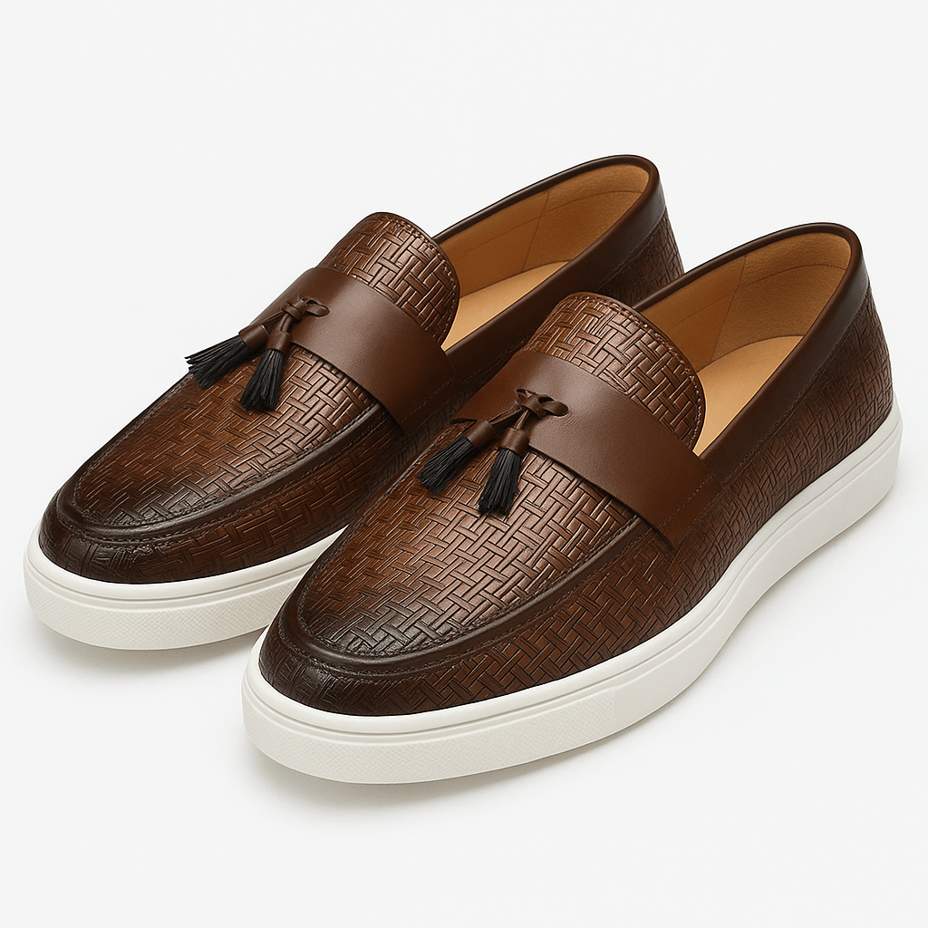 Luxeoutfit | Woven Leather Tassel Loafers 1