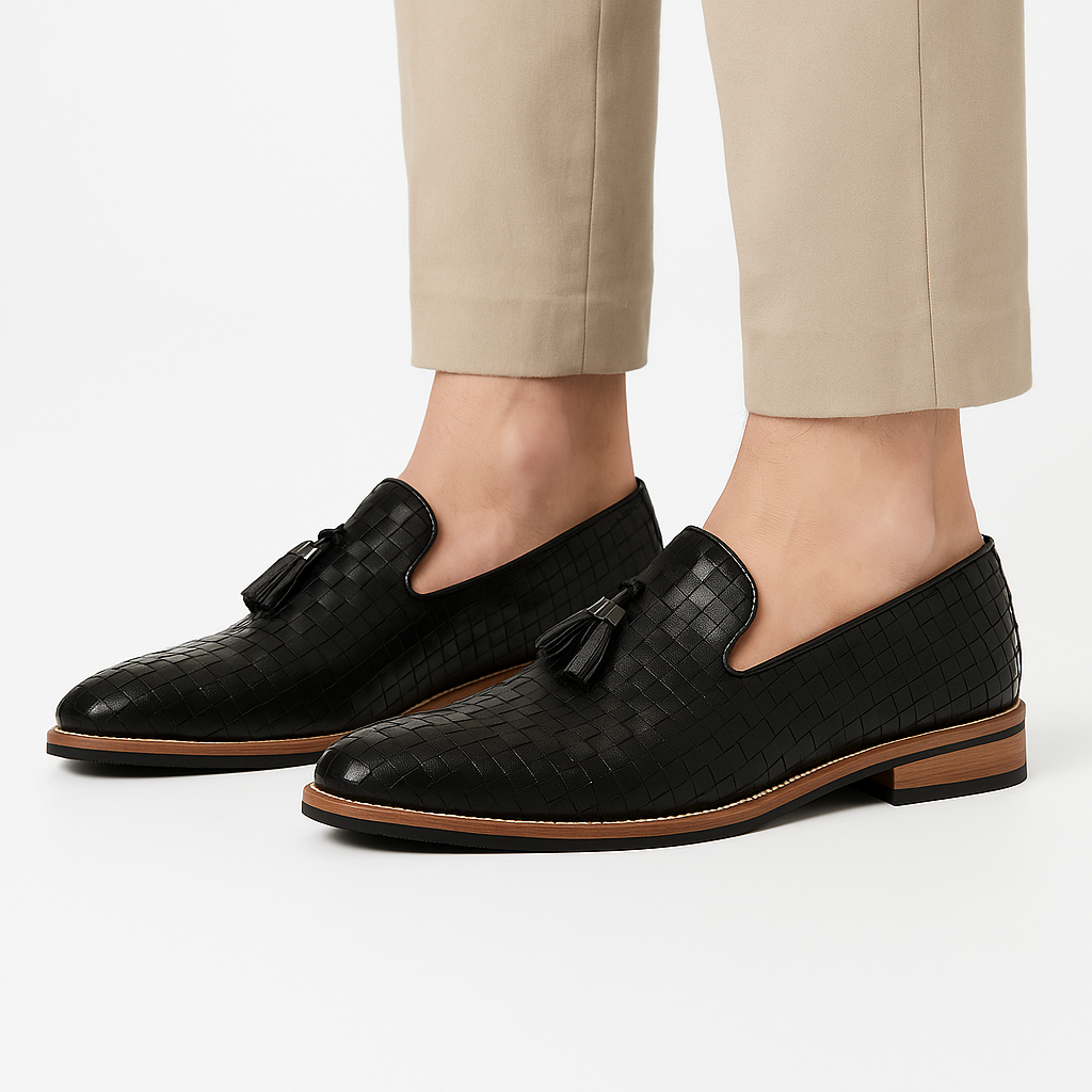 Luxeoutfit | Woven Leather Tassel Loafers 2
