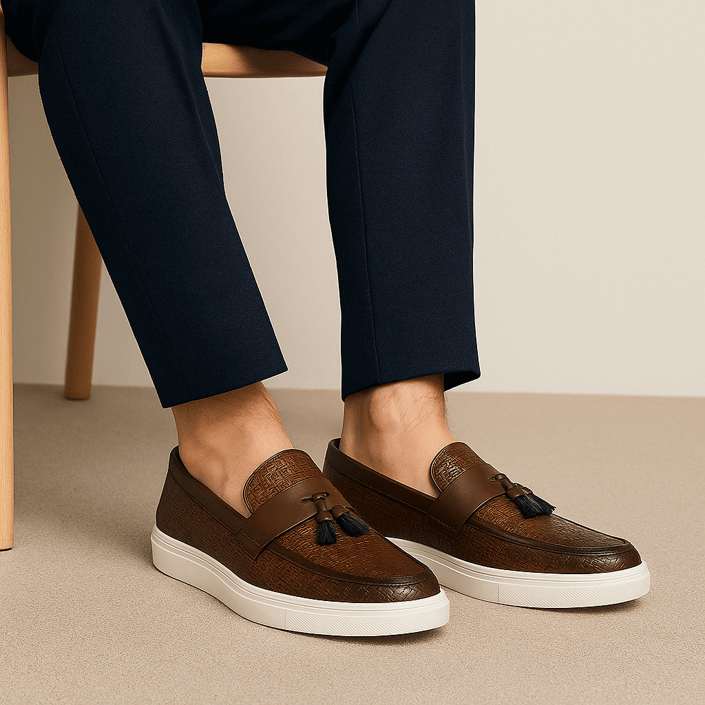 Luxeoutfit | Woven Leather Tassel Loafers 2