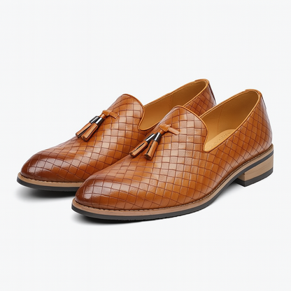Luxeoutfit | Woven Leather Tassel Loafers 3