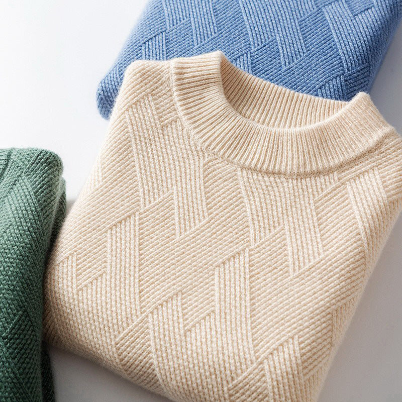 VogeLuxe | Men’s Textured Crewneck Layered Knit Sweater