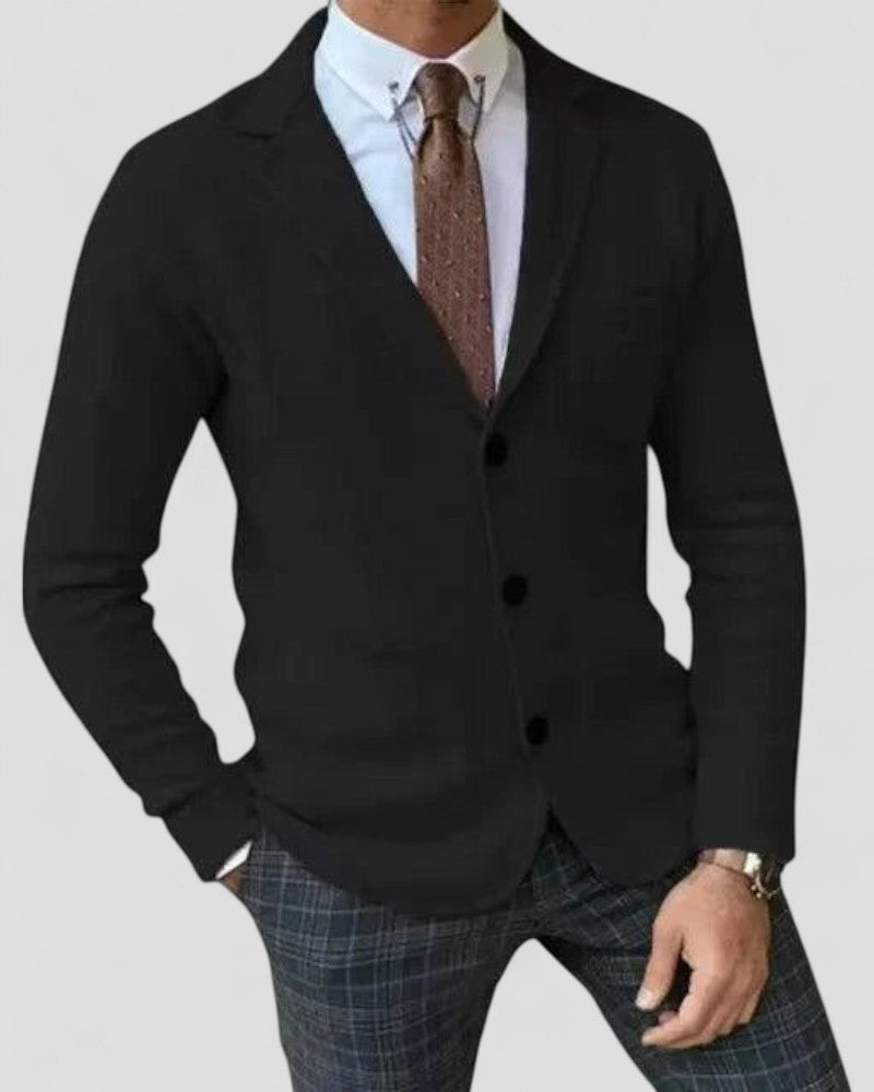VogeLuxe | Men’s Tailored Lapel Knit Cardigan