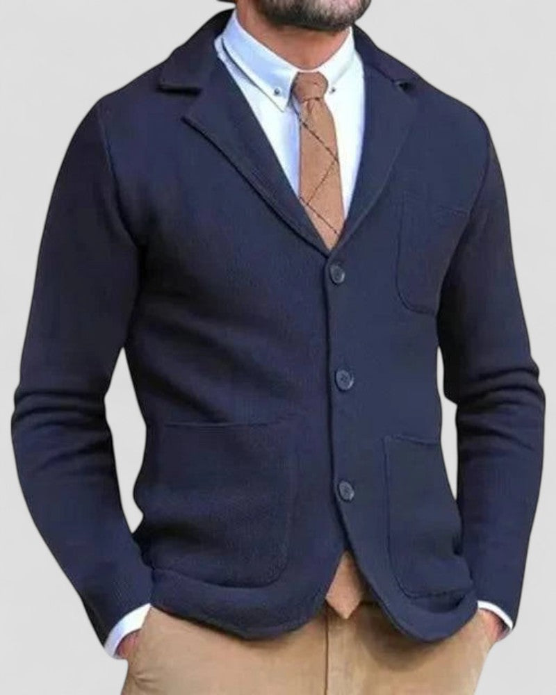VogeLuxe | Men’s Tailored Lapel Knit Cardigan