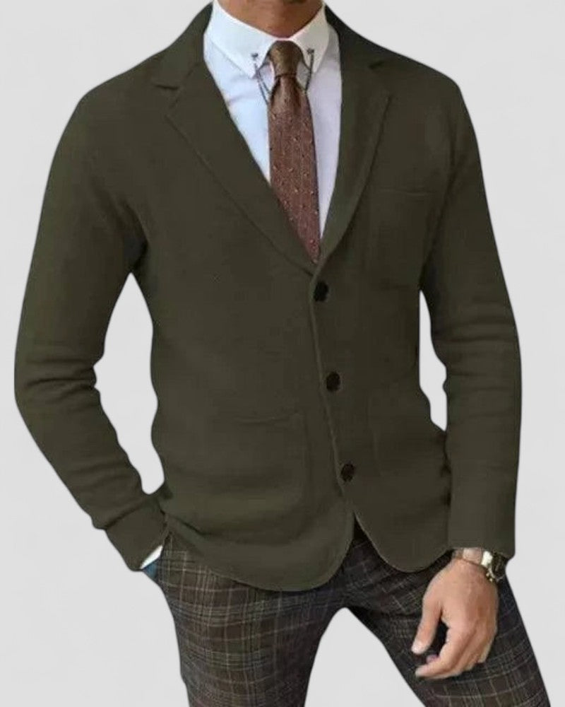 VogeLuxe | Men’s Tailored Lapel Knit Cardigan