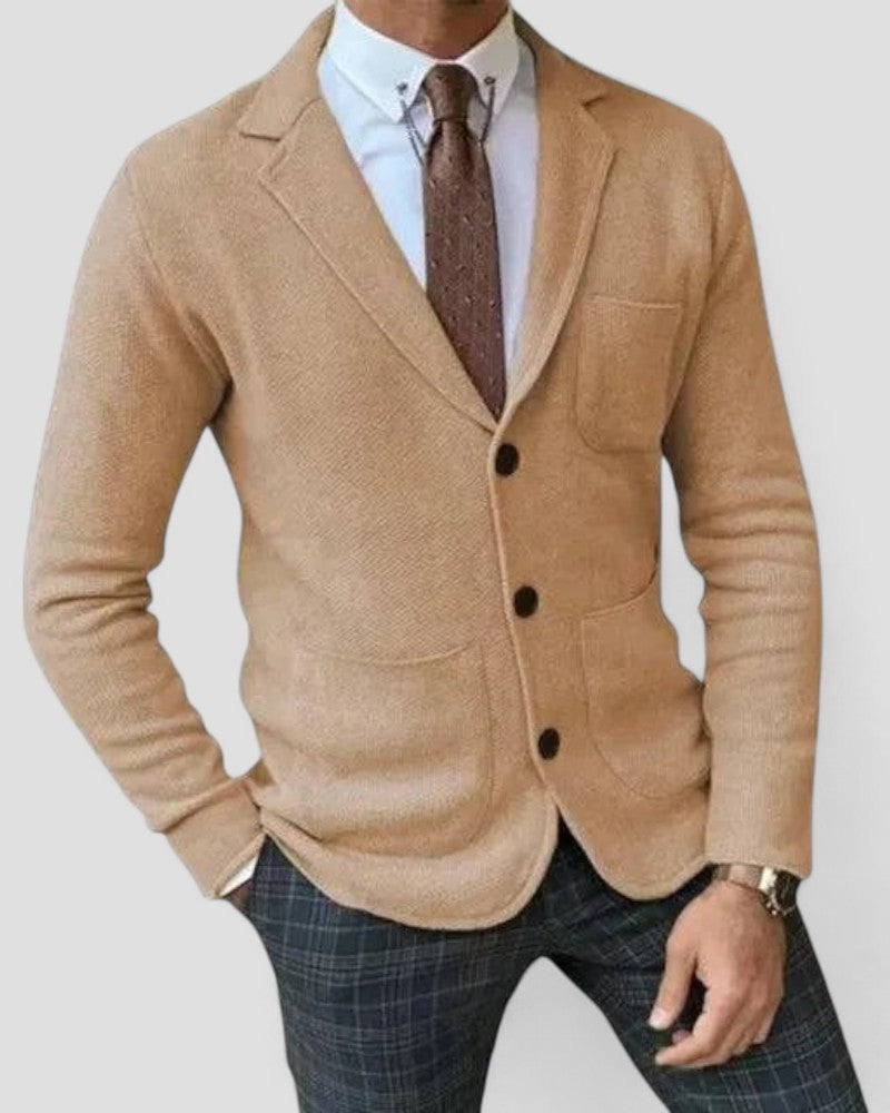 VogeLuxe | Men’s Tailored Lapel Knit Cardigan