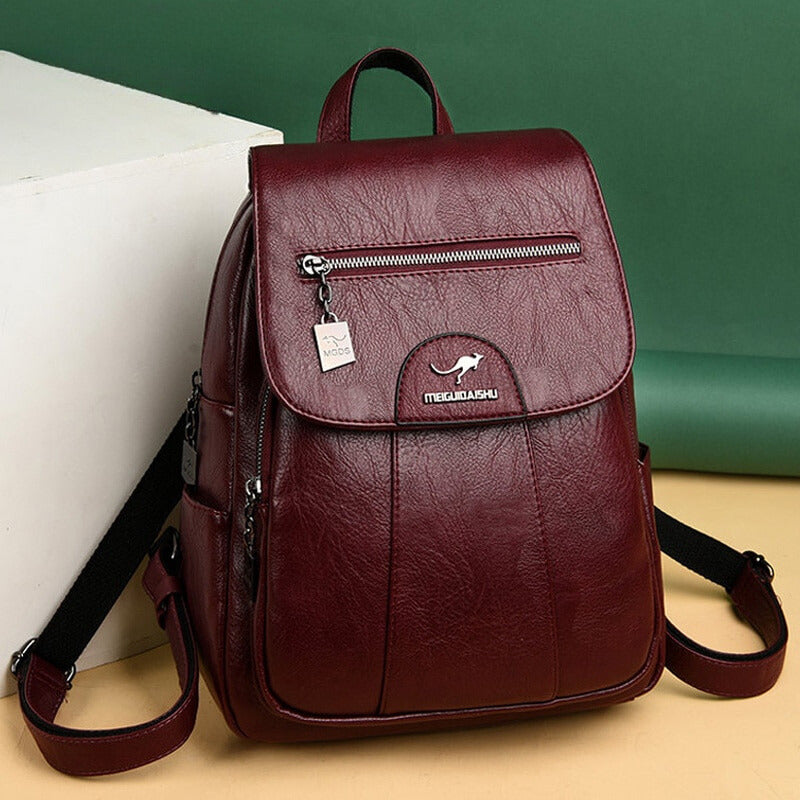Classic Daily Leather Backpack for Ladies - VogeLuxe