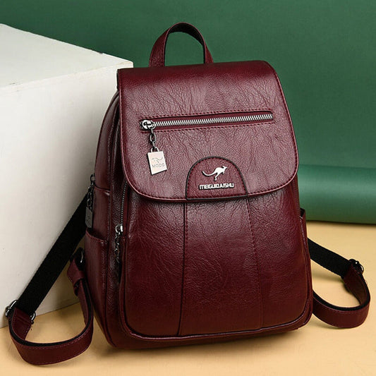 Classic Daily Leather Backpack for Ladies - VogeLuxe