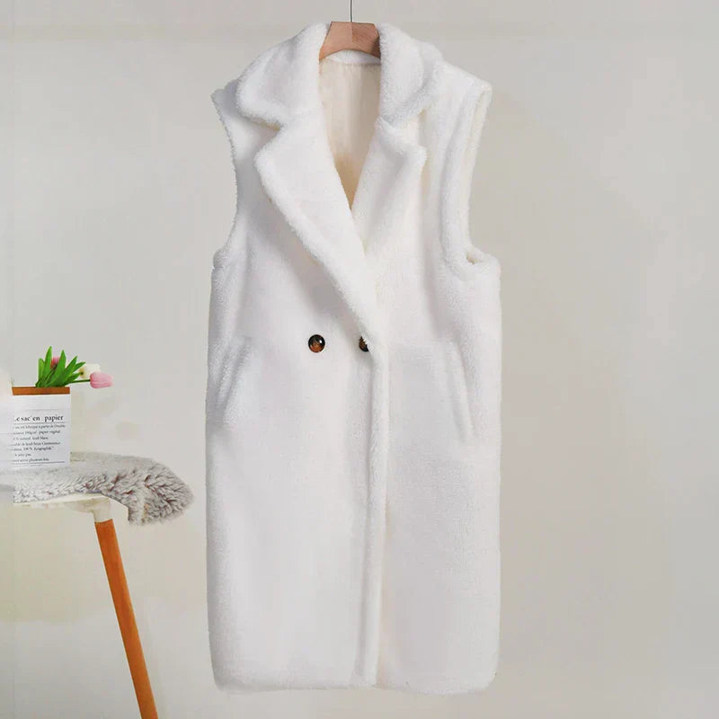 Chic Ladies' Sleeveless Double Button Long Waistcoat
