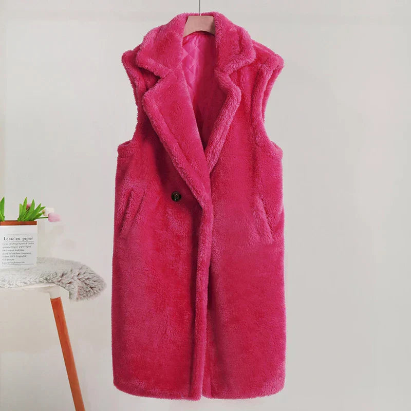 Chic Ladies' Sleeveless Double Button Long Waistcoat