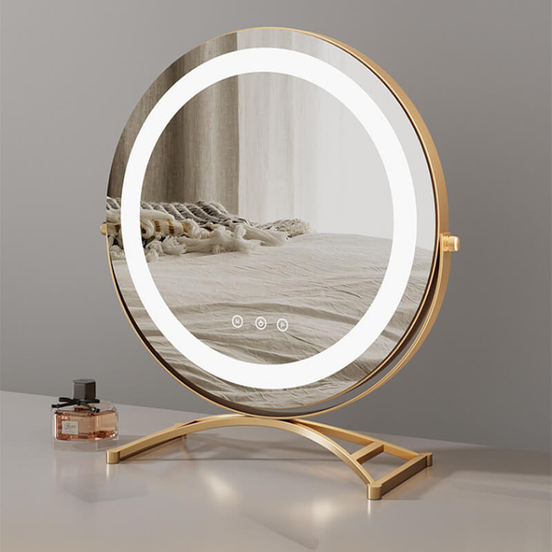 Illuminated Cosmetic Mirror with LED Lights and Adjustable Rotation - BritishElegance